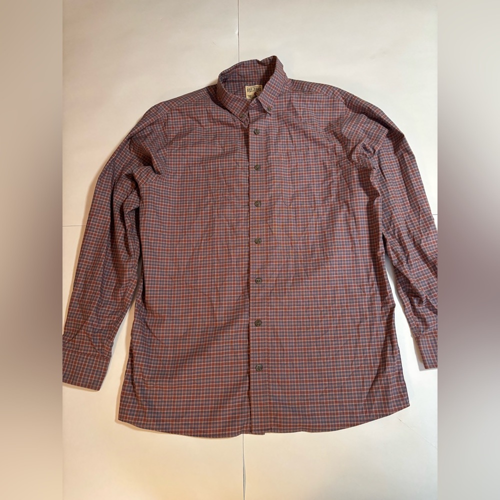 Red Head Men’s Long Sleeve Button Up Shirt LARGE TALL Brown/Grey Blue